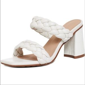 Sincerely Jules Sandals Braided Woven Square Open Toe Block Heel Womens Size 9.5